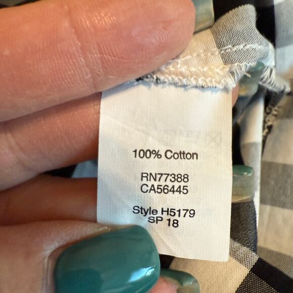 Women's J.Crew Black and White Gingham‎ Tie Waist Ruffle Hem Skirt Size 4 - Picture 6 of 8